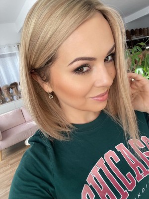 Linda 35cm S peruka całościowa z włosów naturalnych beżowy baleyage 