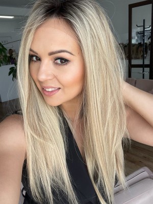 Eliza 45cm M Lace peruka z włosów naturalnych europejskich lace front