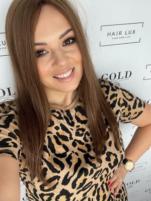 Pola 45-50cm 20x20 Topper zagęszczenie clip in włosy naturalne jasny brąz #8