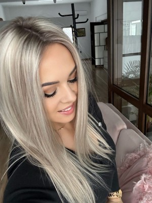 Cintia 45cm 21x18 Topper zagęszczenie włosów clip in baleyage blond z odrostem