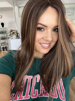 Zara   45 cm Topper naturalny chłodny brąz z pasemkami