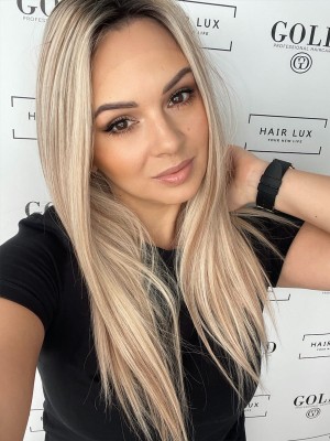 Eliza 45cm M silk peruka z włosów naturalnych europejskich lace front  