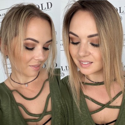 Rita mini topper 35 cm – blond balayage z przedłużanym odrostem ombre