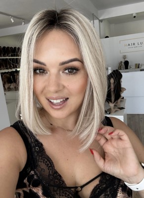 Long BOB Eliza 35cm S peruka z włosów naturalnych  lace front 