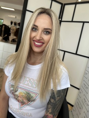 Sylwia lace 45cm S peruka z włosów naturalnych front lace neutralny blond