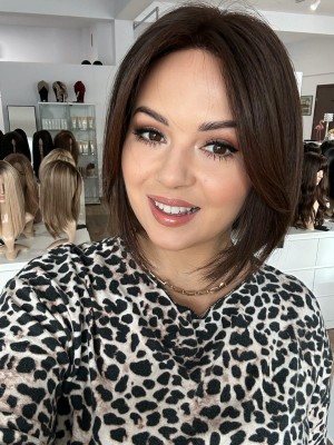 Ivet  Lace BOB 30 cm M peruka z włosów naturalnych europejskich czekoladowy brąz