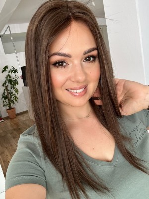 Tina 45 mono topper 13x16 cm włosy naturalne kolor brązowy #4