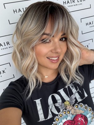 Elen Mono topper syntetyczny 35cm  falowany 17x 16 cm HairLux jasny blond baleyage