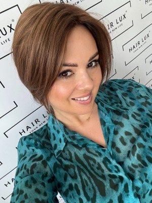 Róża 25 mono topper 13x16 cm włosy naturalne średni brąz z refleksami