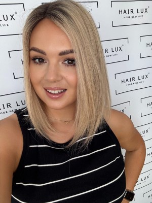 Sylwia 35 mono topper 13x16 cm włosy naturalne kolor chłodny blond z odrostem