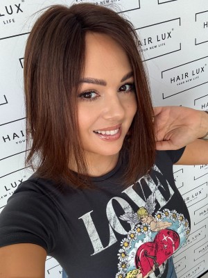 Lora 35 mono topper 13x16 cm włosy naturalne kolor ombre brąz