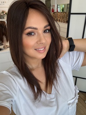 Lucy 45 mono topper 13x16 cm włosy naturalne kolor ombre brąz