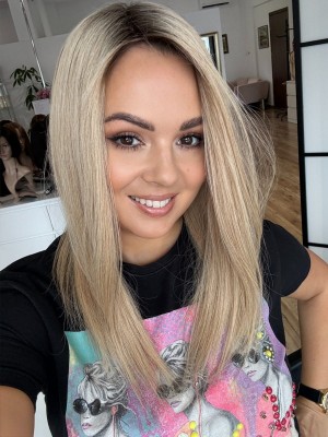 Sylwia 45 mono topper 13x16 cm włosy naturalne kolor chłodny blond z odrostem