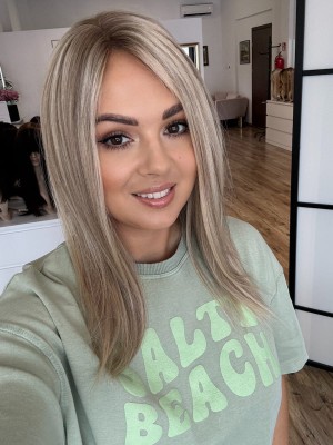Liza 45 mono topper 13x16 cm włosy naturalne kolor baleyage jasny blond