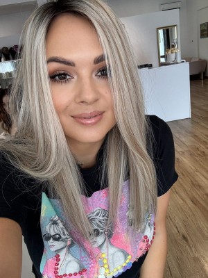 Eliza 45 mono topper 13x16 cm włosy naturalne kolor baleyage blond z ciemnym odrostem