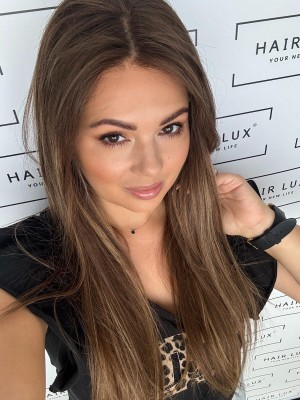 Daisy 55 cm brąz z blond sombre  M peruka naturalna Lace front