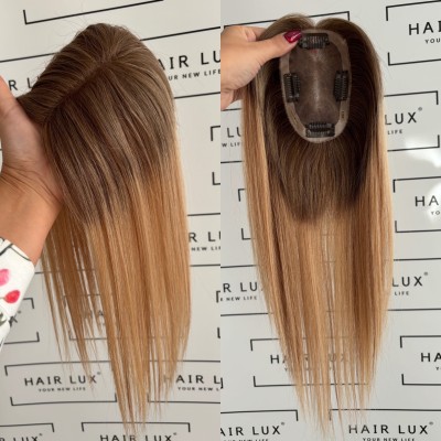 Rita II mini topper 40 cm – blond balayage z przedłużanym odrostem ombre