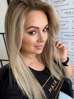 Daisy 45 cm chłodny blond baleyage z odrostem  M peruka naturalna Lace front 