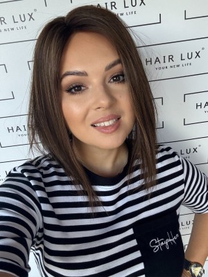 Zara 35 mono topper 13x16 cm włosy naturalne kolor chłodny brąz z pasemkami