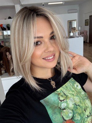 Eliza 30cm z grzywką 20x20 Topper do zagęszczenia włosów baleyage blond z ciemnym odrostem