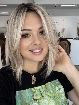 Eliza 30cm z grzywką 20x20 Topper do zagęszczenia włosów baleyage blond z ciemnym odrostem