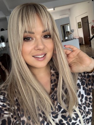 Liza 20x20 45cm z grzywką na czoło Topper zagęszczenie włosów clip in baleyage blond  