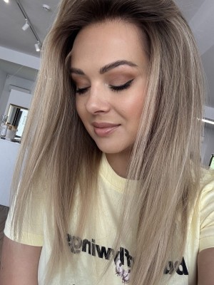 Daisy 45cm M ciepły blond ombre peruka naturalna Lace front