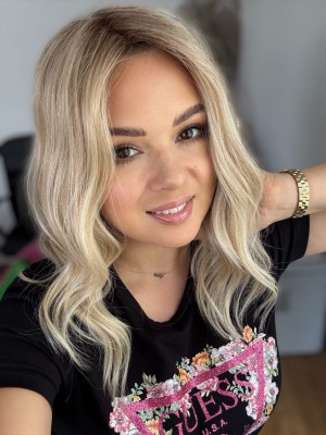 Syntetyczny  topper  falowany premium champagne  Belle Tress 35 cm