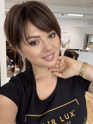 Lucy 20-25 mono topper z grzywką 13x16 cm włosy naturalne kolor ombre brąz