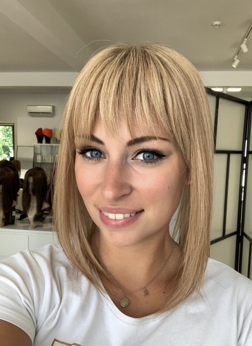 Topper naturalny Rita 35cm na bazie mono 13x16 w rozpuszczonych włosach