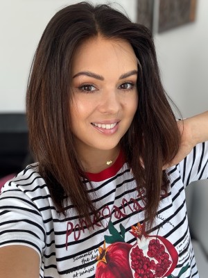 Daisy 40 cm M ciemny brąz ombre peruka naturalna Lace front