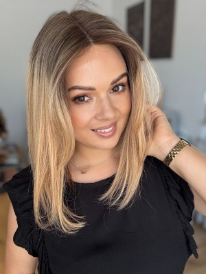 Rita II z grzywką 40cm S peruka z włosów naturalnych europejskich lace front  