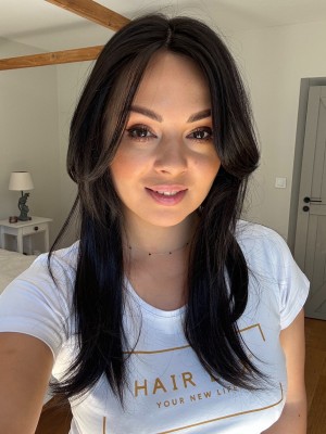 Lila Mono topper syntetyczny 45cm 17x 16 cm HairLux ciemny brąz #2