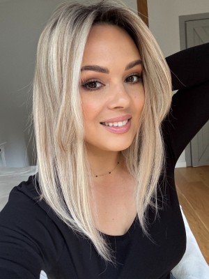 Eliza z grzywką w stylu Hollywood Mini topper do zagęszczenia przedziałka  40 cm 