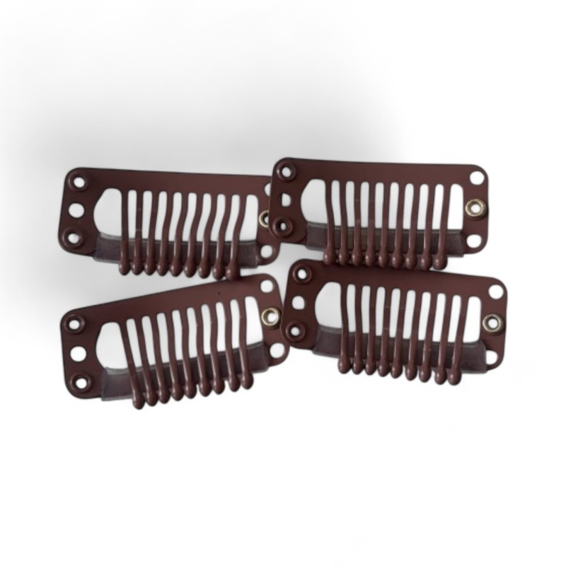 Spinki clip-in do peruk i topperów, widok z góry