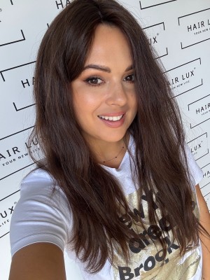 Anita 55-60 cm 20x20 topper z włosów polskich włosów lekko falowane średni brąz 