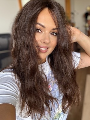 Anita 60 cm 20x20 topper z włosów polskich włosy falowane średni brąz