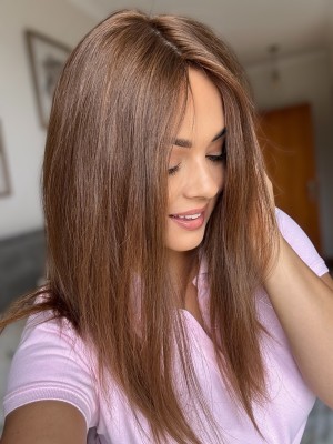 Anita 40-43 cm 20x20  topper z włosów polskich naturalny ciepły brąz