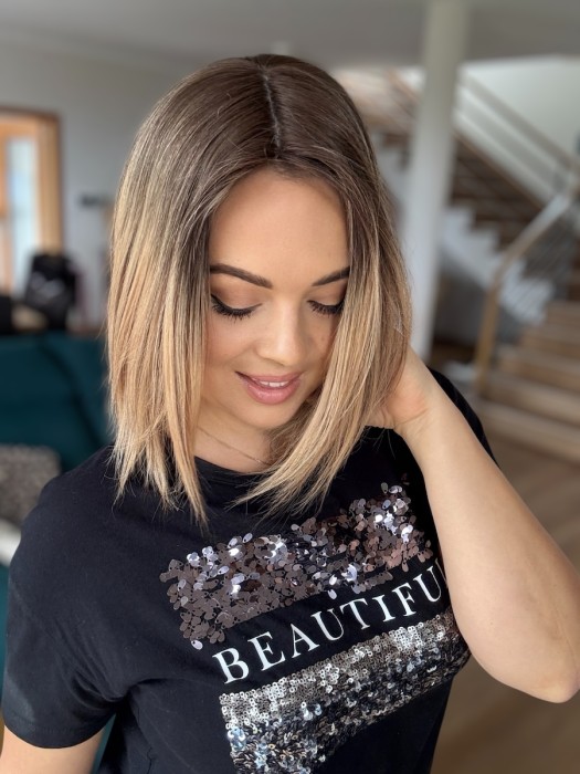 Topper Dominika 30 cm – włosy naturalne europejskie, możliwość prostowania i kręcenia.