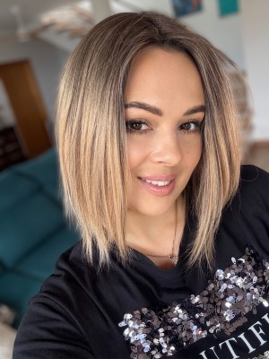 Dominika 30 cm 20x20  Topper z włosów naturalnych ombre blond