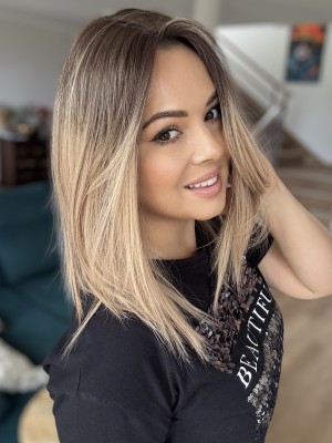 Dominika 35 cm 20x20  Topper z włosów naturalnych ombre blond