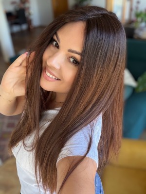 Lucy II 20x20 60cm topper z włosów naturalnych  ombre brąz   