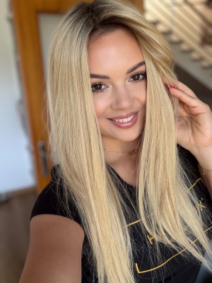 Sylwia 55 cm 26x26 Topper półperuka włosy naturalne beżowy blond