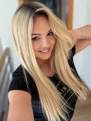 Sylwia 55 topper 20x20 naturalny beżowy blond z ciemnym odrostem #5 