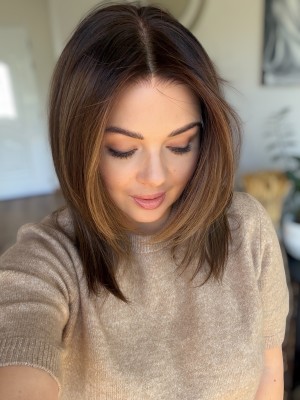 Daisy 30 cm S baleyage brąz peruka naturalna Lace front  