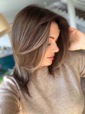 Daisy 30 cm M baleyage brąz peruka naturalna Lace front 