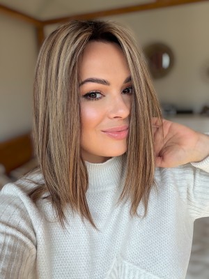 Erica 35cm 20x20 Topper zagęszczenie włosów clip in miodowy blond baleyage z  małym odrostem 