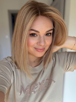 Rita 35cm M lace Long Bob peruka damska z włosów naturalnych europejskich lace front | HairLux