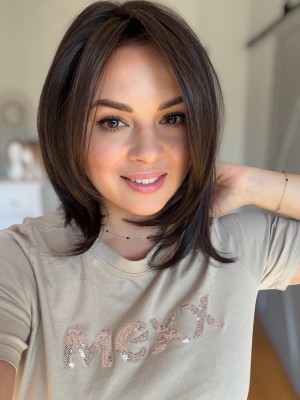 Ginger ciemny brąz premium Belle Tress 35cm mono topper syntetyczny