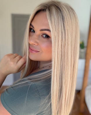 Topper Lumi 45 cm – blond europejskie włosy naturalne | mikroskóra | baza 15x17 cm  